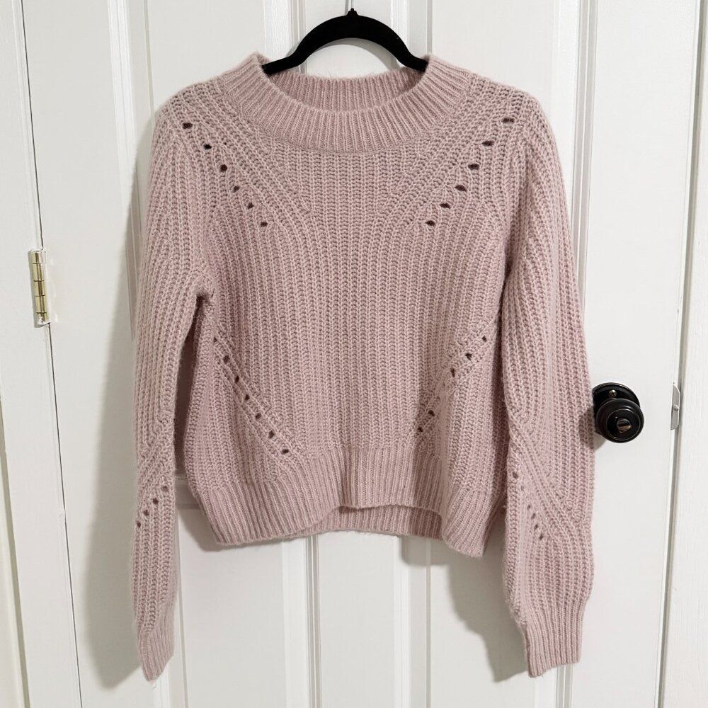GAP Womens Wool Alpaca Knit Crew Neck Sweater Light Pink Cozy Casual Medium
